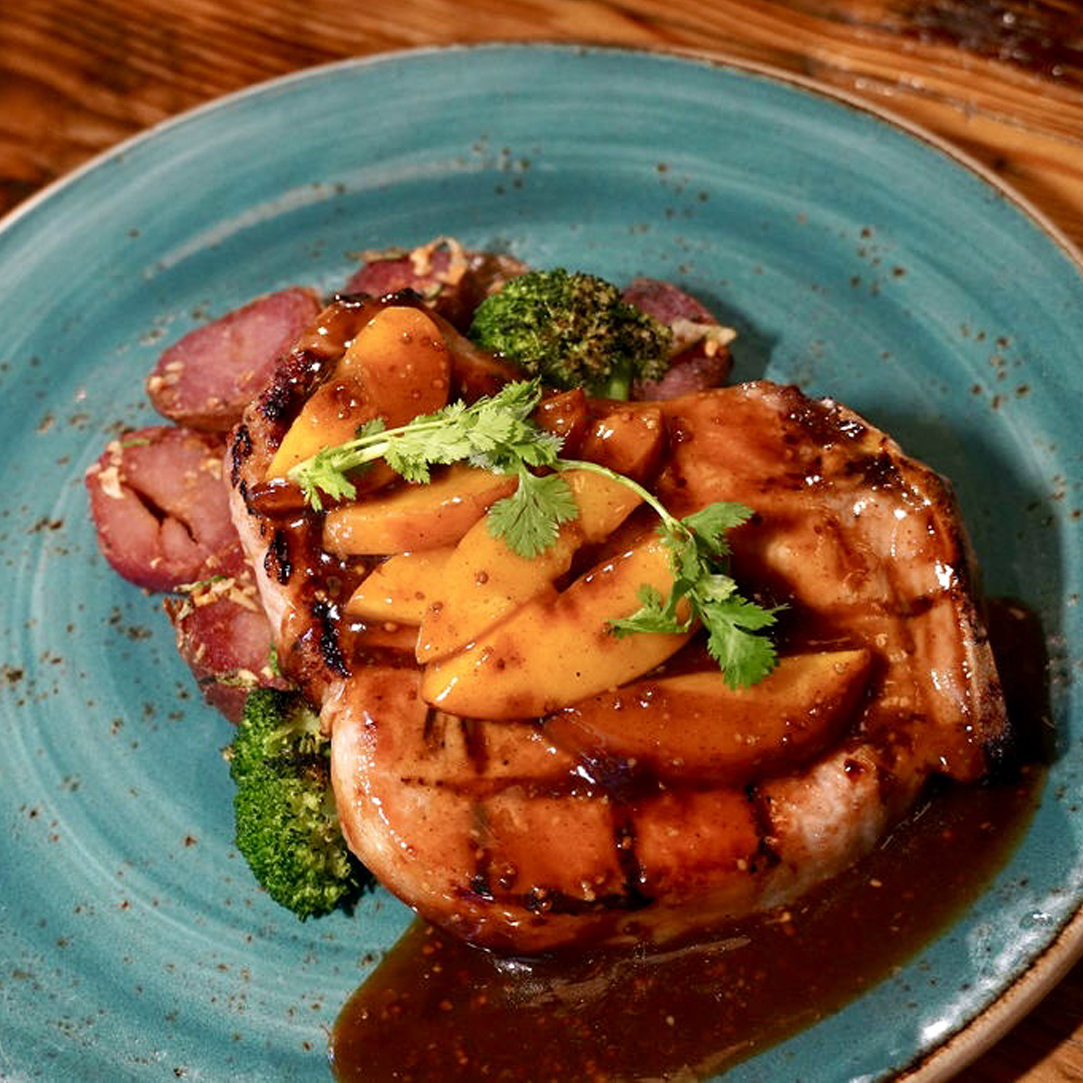 Bourbon Stonefruit Glazed Pork Chop